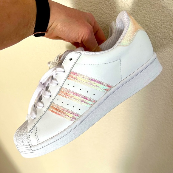 adidas Other - Adidas Originals Kids Superstar Size 6 White/White/Core White - Iridescent Pink